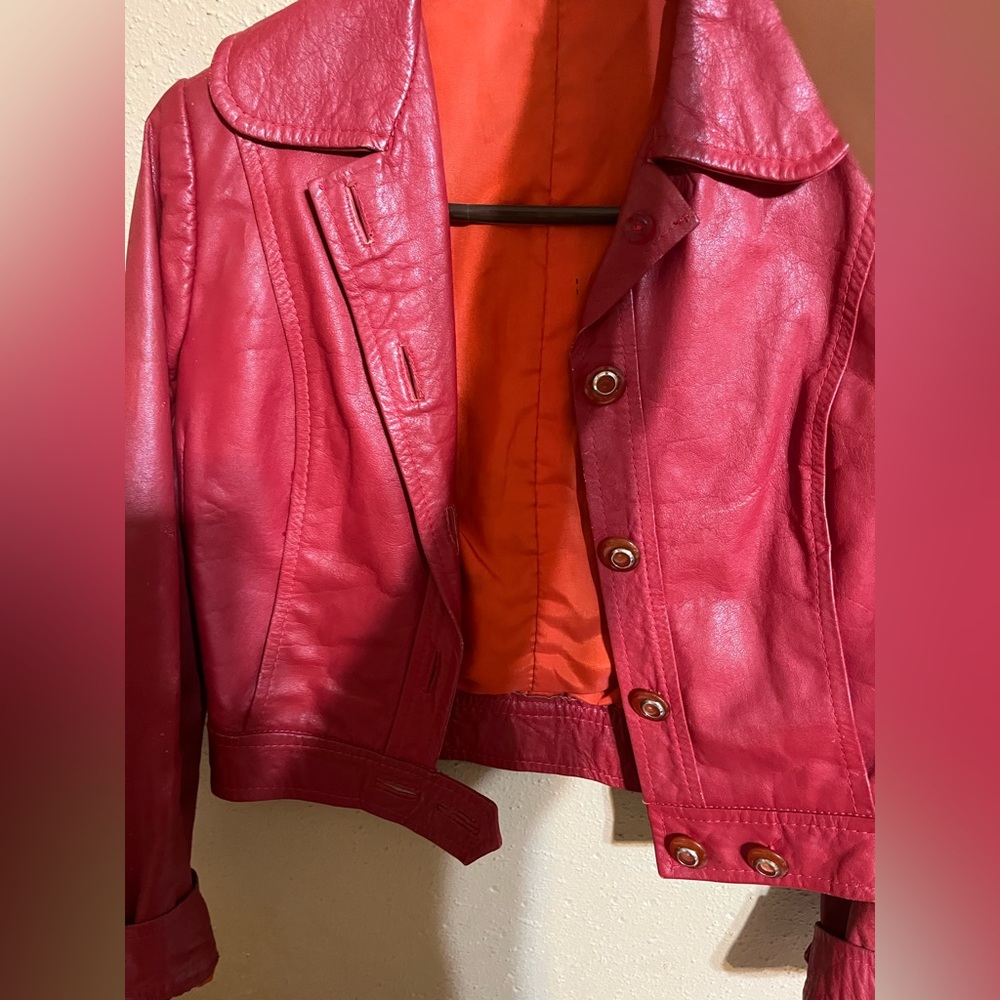 Vintage women’s red leather jacket